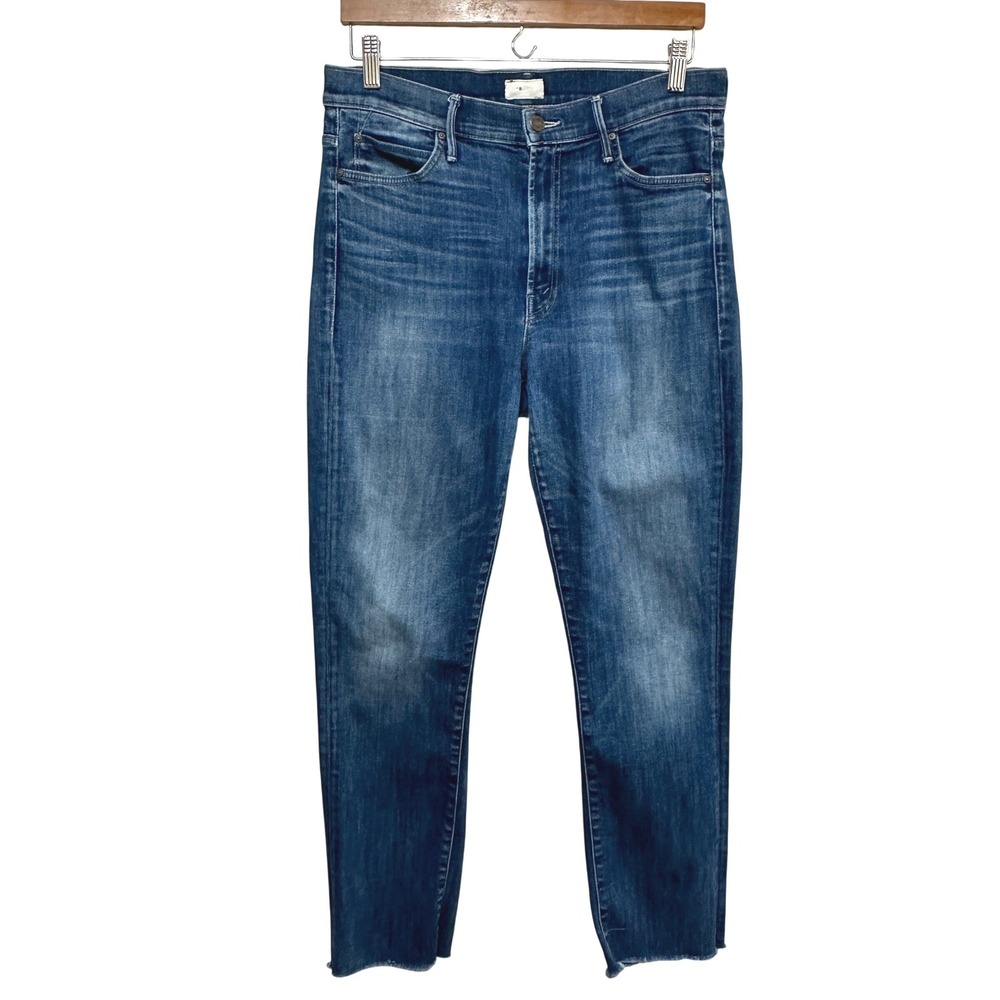 MOTHER High Waisted Rascal Ankle Fray Jeans 30 Whatcha Got Cookin' Blue Denim
